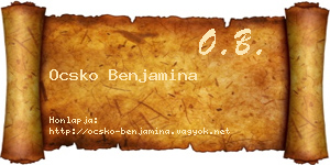 Ocsko Benjamina névjegykártya
